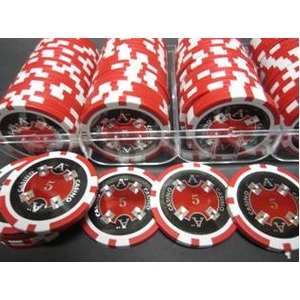 QuattroAssi(クアトロ・アッシー）ポーカーチップ100枚セット＜レッド(５)＞