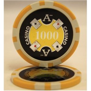 QuattroAssi(クアトロ・アッシー）ポーカーチップ100枚セット＜イエロー(1000)＞