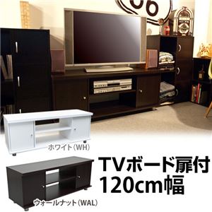 扉付き収納テレビ台/テレビボード 【幅120cm】 可動棚付き ウォールナット