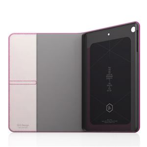 【iPad mini 3 / iPad mini 2 / iPad mini】SLG Design D5 Calf Skin Leather Diary（カーフスキンレザーダイアリー）フィルム1枚入り スタンド機能付 自動オン/オフ機能付 カードポケット（Skin pink）
