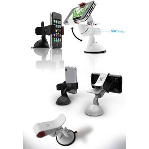 E393★スマートフォンホルダー ★iPhone & 各スマートフォン対応★ 車載・卓上用 カーマウント-White