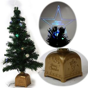 【クリスマス】LED3DライティングファイバーツリーGRボール付 90cm 15942-MR946