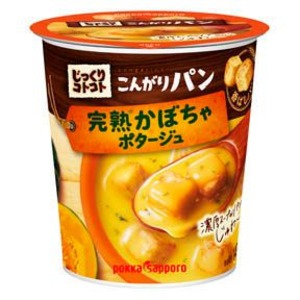 【まとめ買い】ポッカサッポロ じっくりコトコト こんがりパン 完熟かぼちゃポタージュ (カップ) 34.5g&times;24カップ(6カップ&times;4ケース)