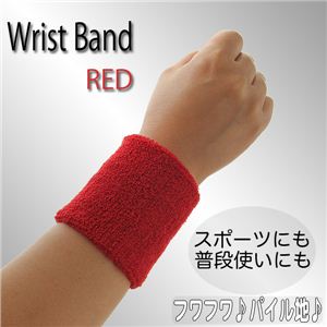 【訳あり・在庫処分】付け心地良い素材もGOOD！ 腕周りにアクセント！ リストバンド 全4色 レッド（2個入り）