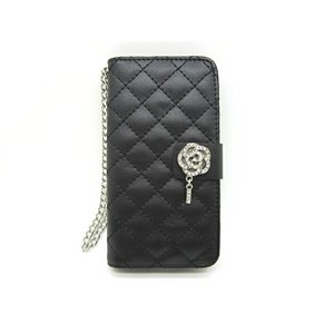 iPhone5★CHANEL STYLE★シャネルのマトラッセモチーフのケース!! 輝くカメリアのデコパーツがゴージャス!! 【CHANEL】全2色 ブラック