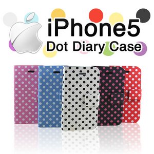 iPhone5 ケースドット柄手帳ケース au SoftBank/ピンク