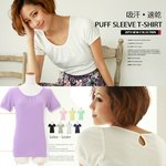 全8色★パフスリーブTシャツ/ネイビーMサイズ