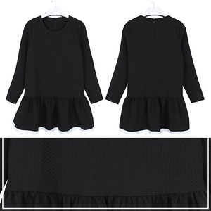 大きいサイズ☆2カラー裾パイピングシンプルワンピース/ブラック4L