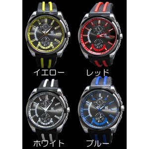 メンズ腕時計　ラバーバンド　デザインクロノグラフ/レッド