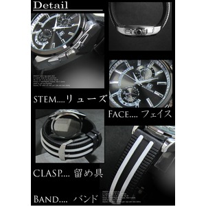 メンズ腕時計　ラバーバンド　デザインクロノグラフ/レッド