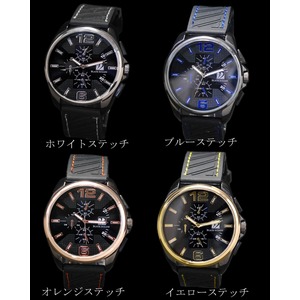 メンズ腕時計　ビッグフェイス　ラバーバンド　ウォッチ/ホワイトステッチ