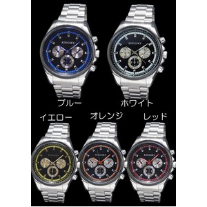 メンズ腕時計　ビッグフェイス　　シルバー　メタルバンド　ウォッチ/イエロー