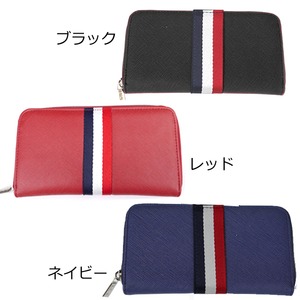 ラウンドファスナー トリコロール ラウンドファスナー レザータイプ 財布 メンズ レディース/レッド