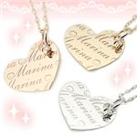 Name Order Necklace ネームオーダーネックレス ダイヤ付 10K（10金） ハートネックレス（チェーン40cm）YG／PG／WG