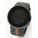 Gucci（グッチ） メンズ 腕時計 I-Gucci（アイ-グッチ）コレクション YA114シリーズ デジタルワールドタイム GGラバーストラップ ブラックPVD YA114207