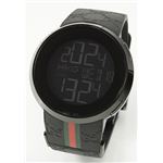 Gucci(グッチ) メンズ 腕時計 I-Gucci(アイ-グッチ)コレクション YA114シリーズ デジタルワールドタイム GGラバーストラップ ブラックPVD YA114207