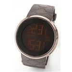 Gucci(グッチ) メンズ 腕時計 【新作】I-Gucci(アイ-グッチ)コレクション YA114シリーズ デジタルワールドタイム GGラバーストラップ ブラウンPVD YA114209