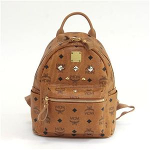 MCM（エムシーエム） スタッズ付 MCMロゴ バックパック リュックサック ミニ コニャック MMK 2AVE27 CO COGNAC