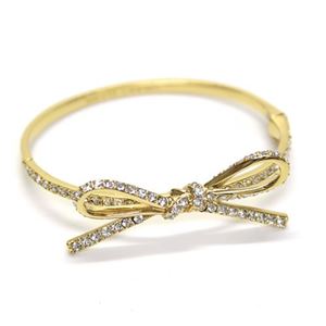 KATE SPADE(ケイトスペード) SKINNY MINI pave bow bangle リボンモチーフ パヴェ・クリスタル バングル ブレスレット WBRU5157-711