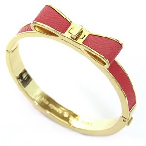 KATE SPADE(ケイトスペード) WBRUA202-857 PERFECTLY PLACED Hinged Leather Bow Bangle 立体的なリボンがキュート♪ メタル×サフィアーノレザー バングル