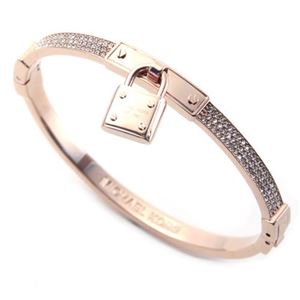 Michael Kors(マイケルコース) MKJ3020791 Pave PadLock Charm Rose Gold-Tone Bracelet パドロックチャーム パヴェ バングル/ブレスレット