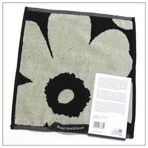 marimekko（マリメッコ）UNIKKO MINI TOWEL ウニッコ柄 オーガニックコットン ミニタオル 25cm&times;25cm 63837 980 black/grey