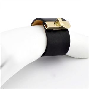MAISON BOINET（メゾンボワネ） 95092G 79 4 Black M ヒネリ金具 レザー ブレスレット バングル 40mm