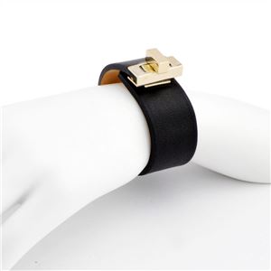 MAISON BOINET（メゾンボワネ） 95093G 79 4 Black M ヒネリ金具 レザー ブレスレット バングル 25mm