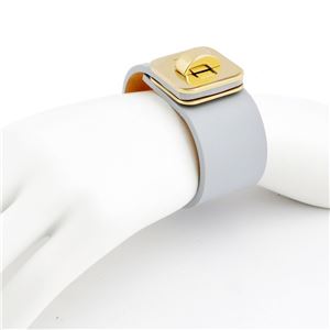 MAISON BOINET（メゾンボワネ） 95017G 79 49 Gray Blue M ヒネリ金具 レザー ブレスレット バングル 30mm