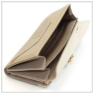 anello(アネロ) ZG-45611-BE 3配色 バイカラー レターシルエット がま口小銭入れ付 長財布 ベージュ
