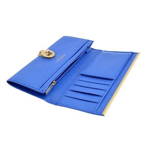 Salvatore Ferragamo(サルバトーレフェラガモ) 224633 642924 bleu indien GANCINI ガンチーニ パスケース付 二つ折り長財布