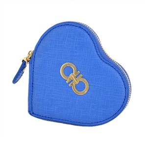 Salvatore Ferragamo(サルバトーレフェラガモ) 22C113 642291 bleu indien GANCINI ガンチーニ ハート型 コインケース 小銭入れ