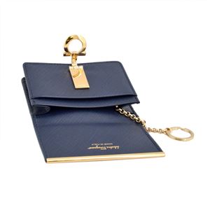 Salvatore Ferragamo(サルバトーレフェラガモ) 22C110 594258 oxford blue GANCINI ガンチーニ キーリング付カードケース