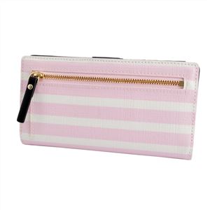 Kate Spade(ケイトスペード) PWRU4233 188 Pink Blush/Cream ボーダー柄 背面ファスナー小銭入れ付 二つ折り長財布 Farimont Square Stacy