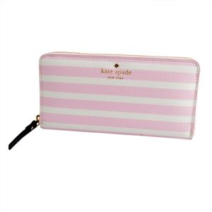 Kate Spade(ケイトスペード) PWRU4235 188 Pink Blush/Cream ボーダー柄 ラウンドファスナー長財布 Farimont Square Lacey