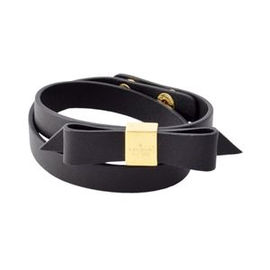 Kate Spade(�P�C�g�X�y�[�h) WBRUD210-001 Black WRAP THINGS UP leather bow wrap bracelet ���{�����`�[�t �_�u�����b�v 2�A �u���X���b�g