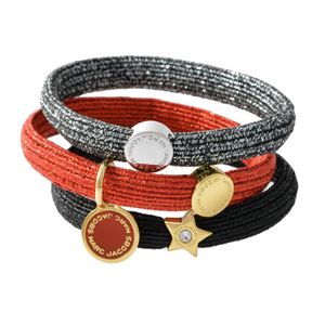 MARC JACOBS （マークジェイコブス） M0012896-601 Red Multi クラスターポニー ヘアゴム3本セット ブレスレットにも  Logo Disc Pony