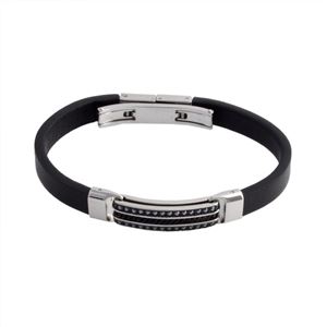 SWAROVSKI （スワロフスキー） 5195691 Express ジェットヘマタイト クリスタル レザーブレスレット メンズコレクション