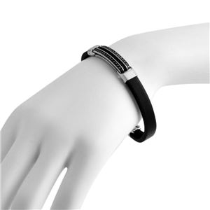 SWAROVSKI （スワロフスキー） 5195691 Express ジェットヘマタイト クリスタル レザーブレスレット メンズコレクション