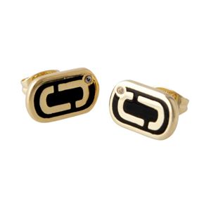 MARC JACOBS (マークジェイコブス) M0012395-065 Black/Gold 「J」ロゴモチーフ スタッド ピアス Icon Enamel Studs