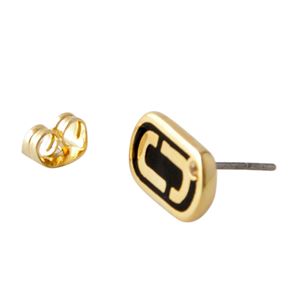 MARC JACOBS (マークジェイコブス) M0012395-065 Black/Gold 「J」ロゴモチーフ スタッド ピアス Icon Enamel Studs