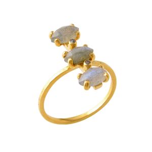 CHAN LUU （チャンルー） RGGF-1343 LAB 6 シャンパン ダイアモンド 0.03ct ラブラドライト付 リング 指輪 日本サイズ11.5号相当