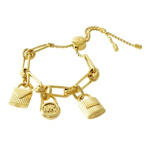 MICHAEL KORS（マイケルコース ） MKJ6816710 Hamilton MKロゴ パドロック チャーム スライダー ブレスレット