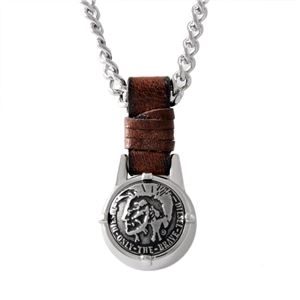 DIESEL(ディーゼル) DX1053040 レザー&チェーン メンズ ネックレス ペンダント ブレイブマン(モヒカン)