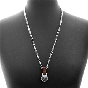 DIESEL(ディーゼル) DX1053040 レザー&チェーン メンズ ネックレス ペンダント ブレイブマン(モヒカン)