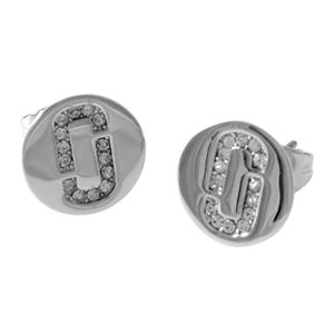 MARC JACOBS(マークジェイコブス ) M0011472-040 Silver クリスタル 「J」ロゴモチーフ ディスク スタッド ピアス Icon Crystal Studs