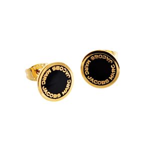 MARC JACOBS(マークジェイコブス ) M0008544-062 Black/Oro ロゴ ディスク エナメル スタッド ピアス Logo Disc Enamel Studs