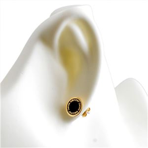 MARC JACOBS(マークジェイコブス ) M0008544-062 Black/Oro ロゴ ディスク エナメル スタッド ピアス Logo Disc Enamel Studs