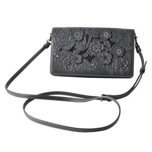 COACH(コーチ) 12057 Dk/Black(DKBLK) ティー ローズ ツーリング メタル スタッズ ツーリング ショルダーバッグ クラッチバッグ FOLDOVER CROSSBODY CLUTCH