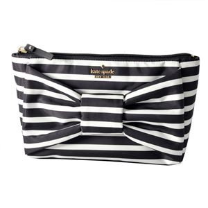 Kate Spade(ケイトスペード ) PWRU6041 071 ボーダー柄 リボンモチーフ トラベルポーチ 小物入れ HARING LANE BOW shiloh